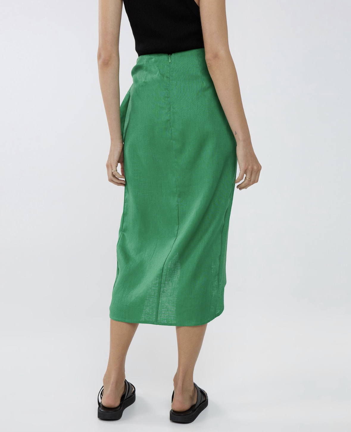 Tie side 100% linen skirt