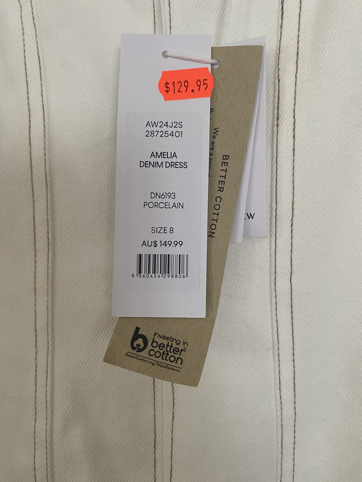 Amelia Denim Dress in Porcelain White size 8