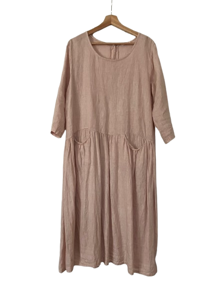 Talia Benson Long-sleeve linen midi dress