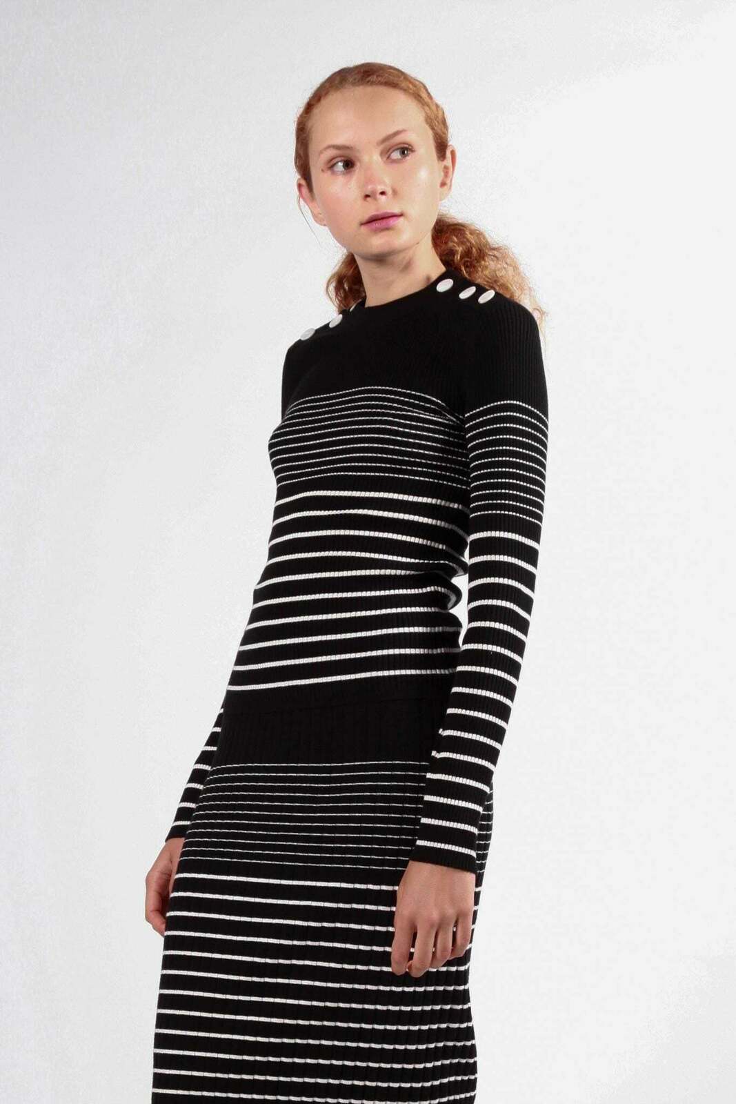 kunanyi top black & white stripe