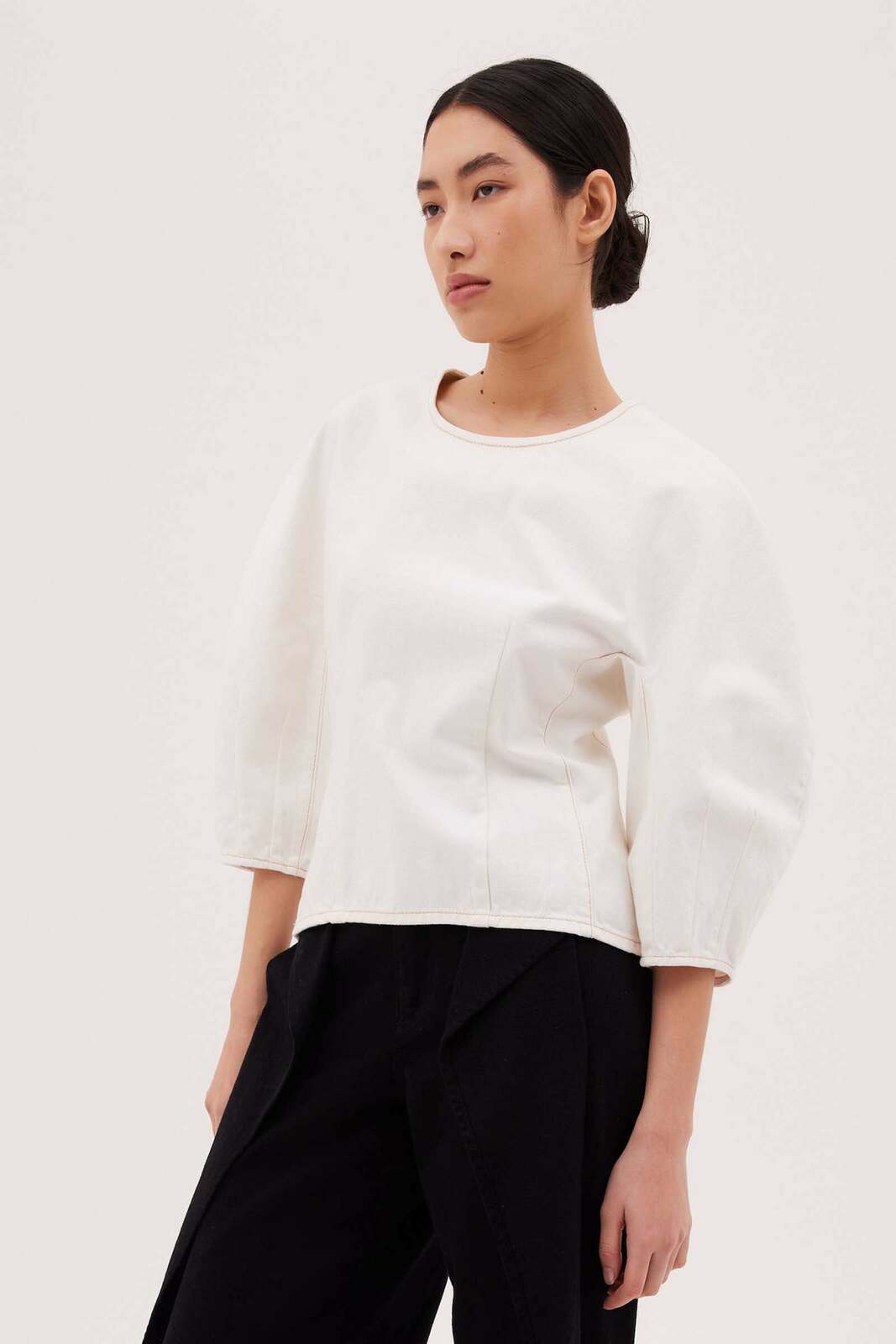 CHALK DENIM ROCHA TOP
