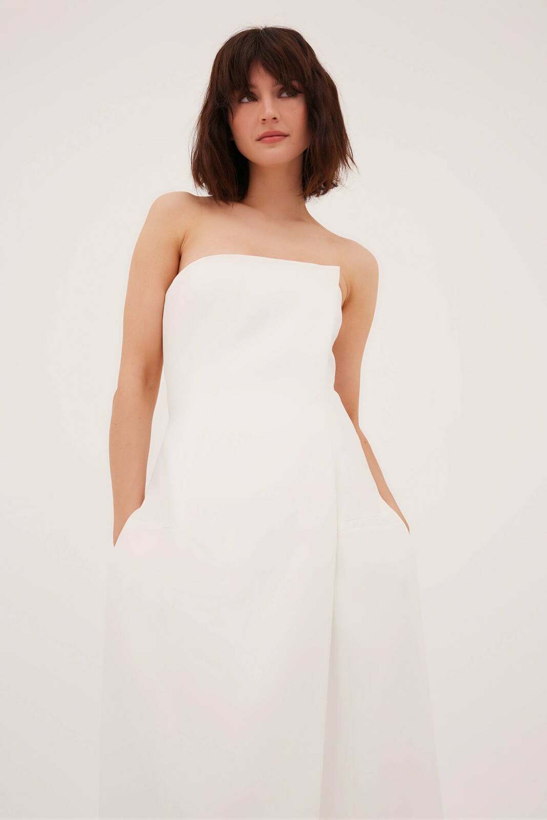 IVORY CREPE RUNWAY DRESS