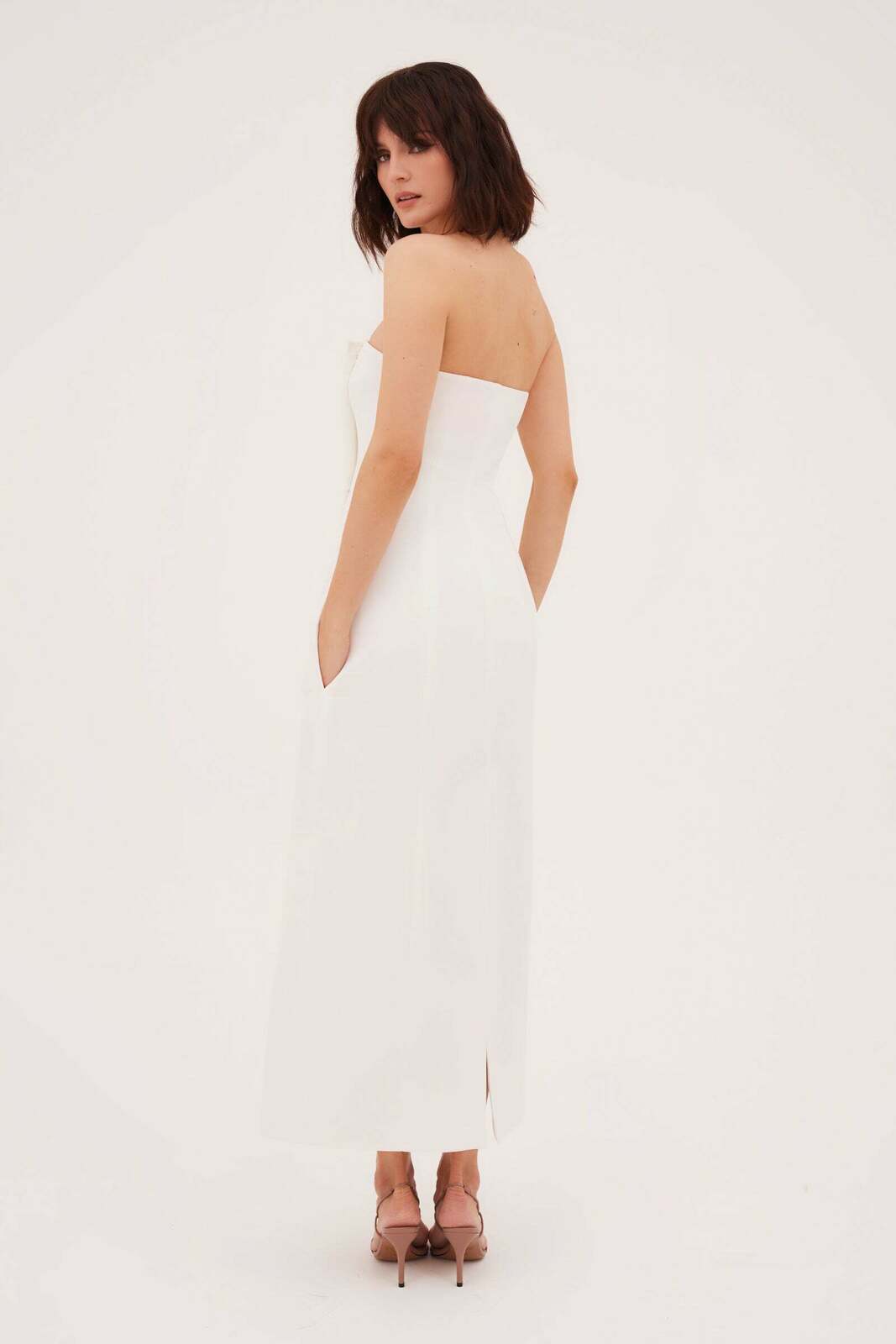 IVORY CREPE RUNWAY DRESS