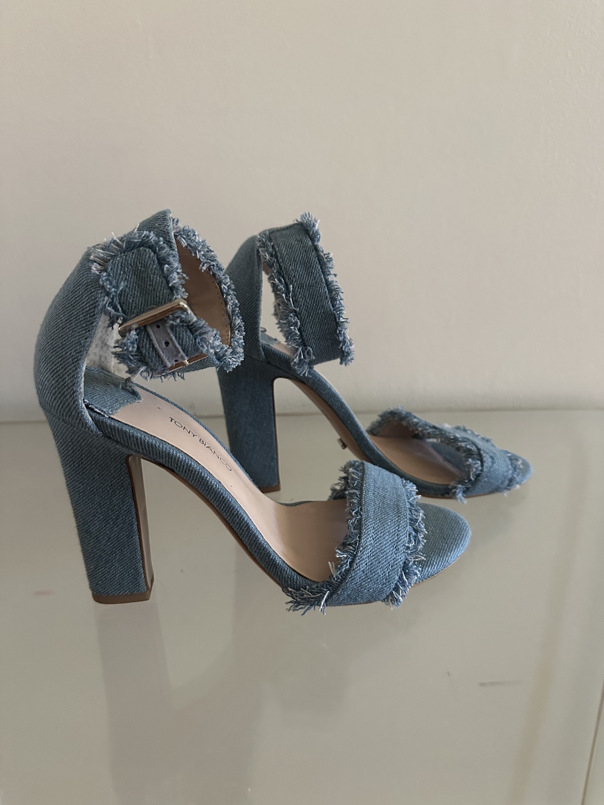 denim heels