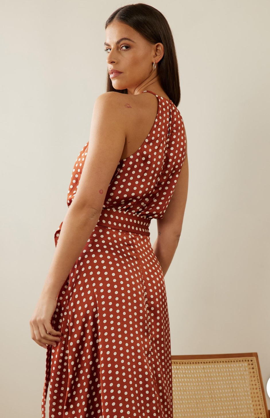 Rust / Polkadot Midi Dress