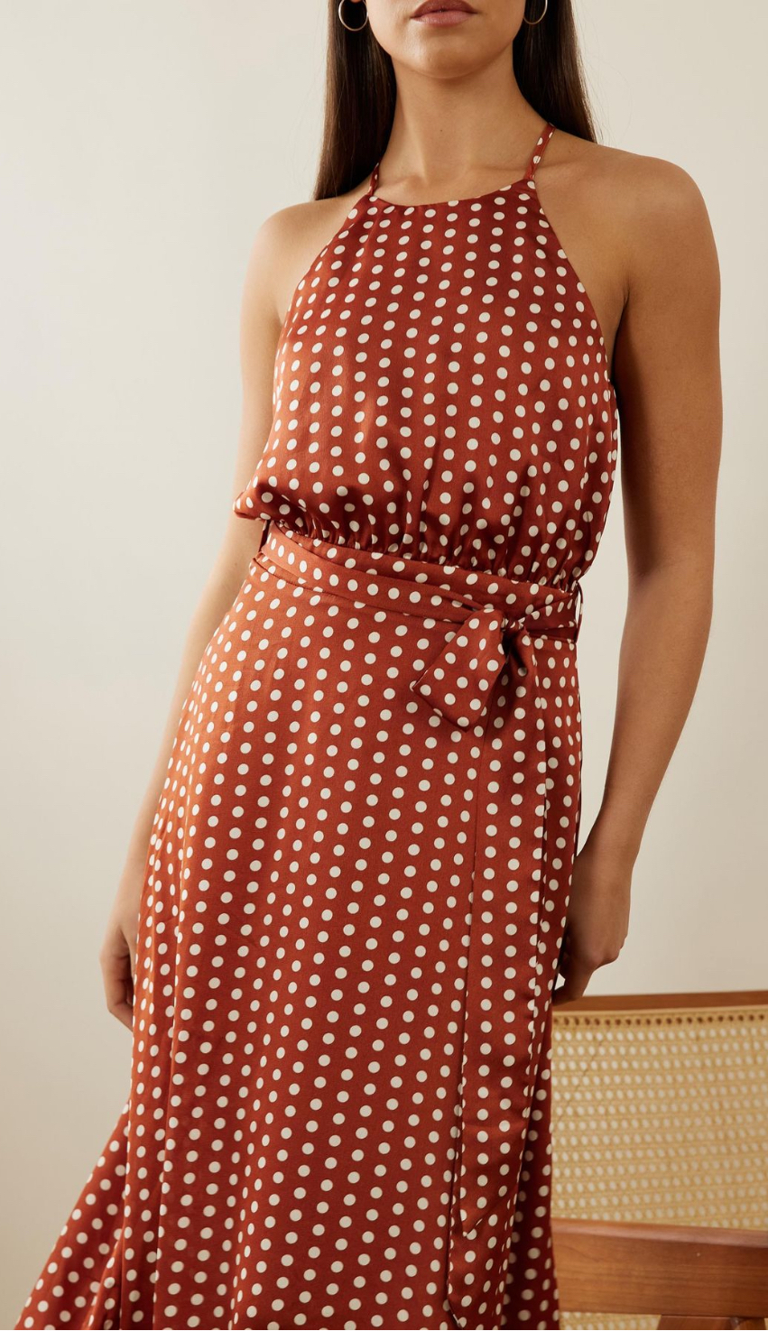 Rust / Polkadot Midi Dress