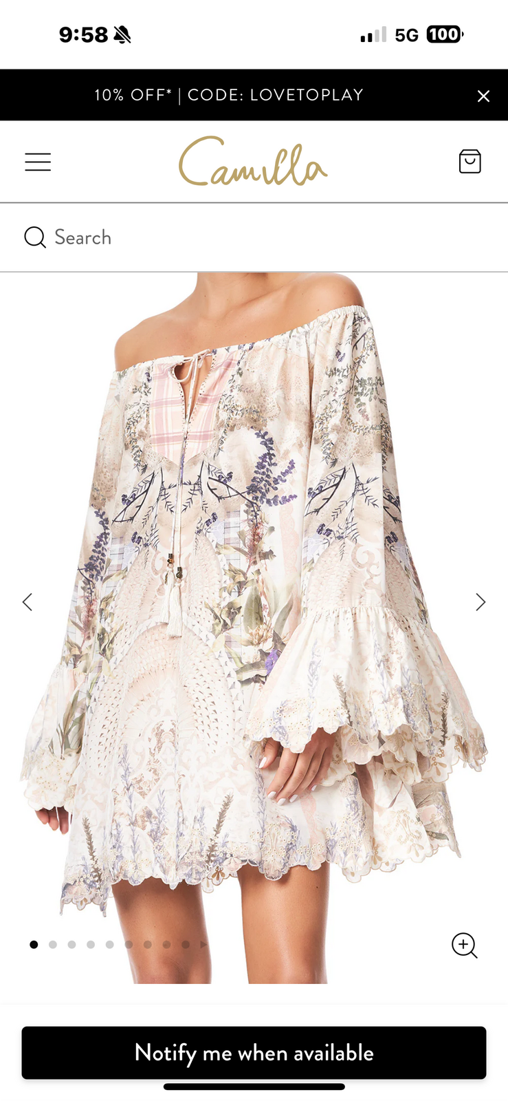 Mini Dress  BNWT size small Silk