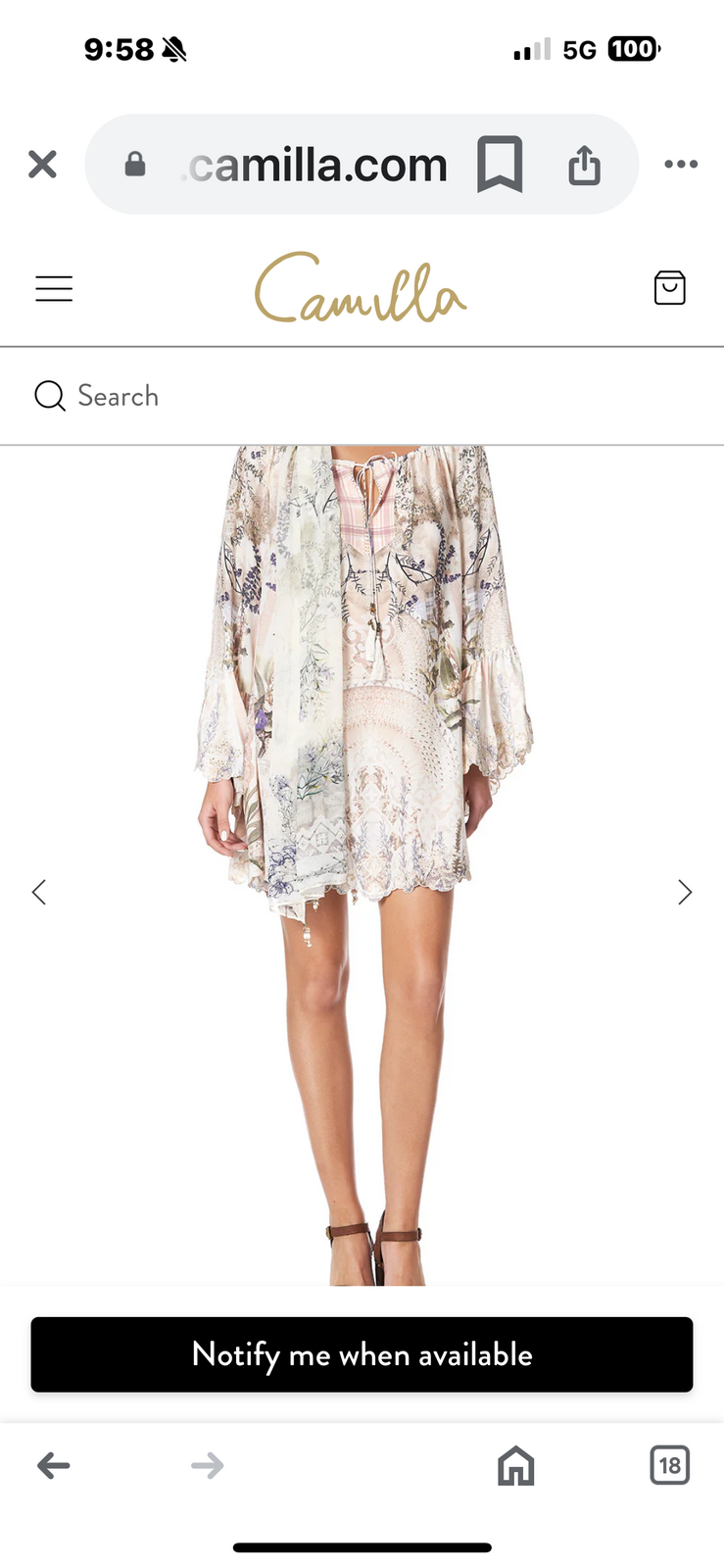 Mini Dress  BNWT size small Silk