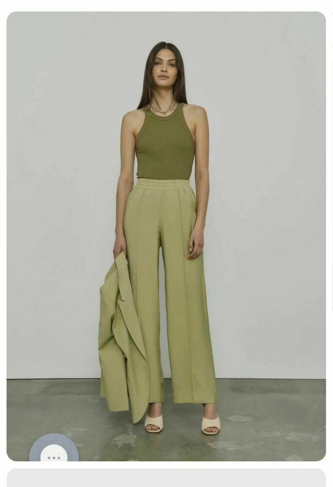 Green Trousers Harvard Pant Green Elasticated Wide Leg