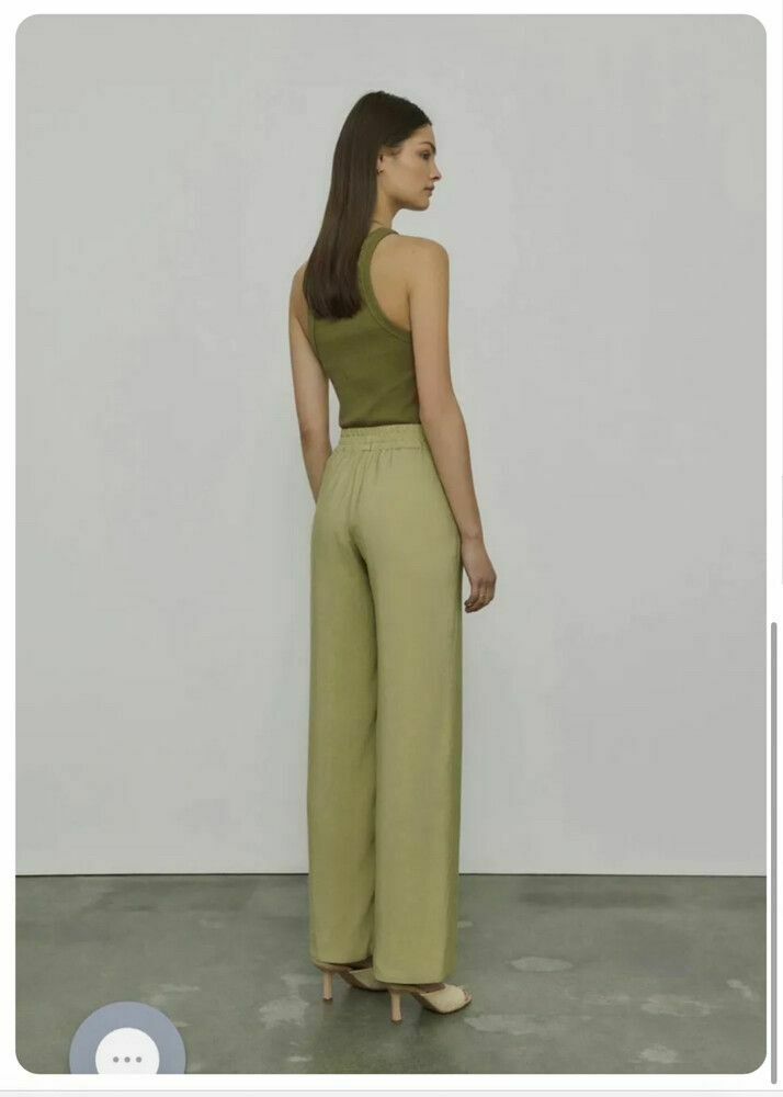 Green Trousers Harvard Pant Green Elasticated Wide Leg