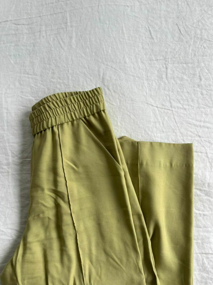 Green Trousers Harvard Pant Green Elasticated Wide Leg