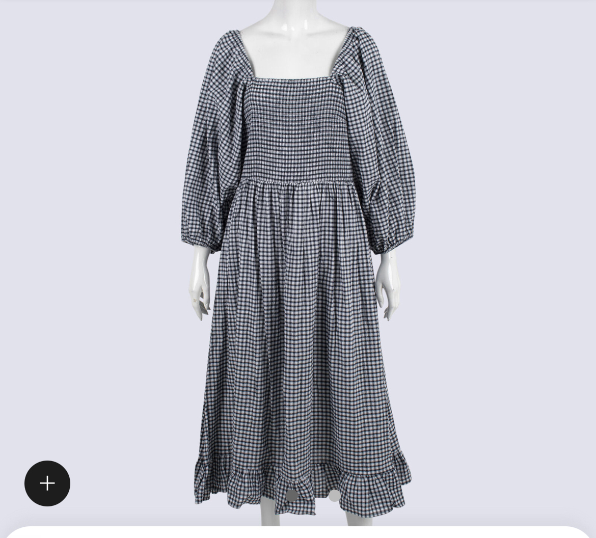 seed heritage gingham midi dress Gingham Shirred Midi Dress, Seed Heritage , Size 6
