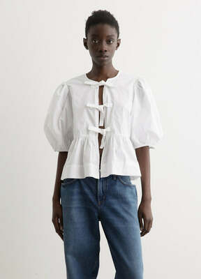 GANNI Cotton Poplin Peplum Blouse - AirRobe