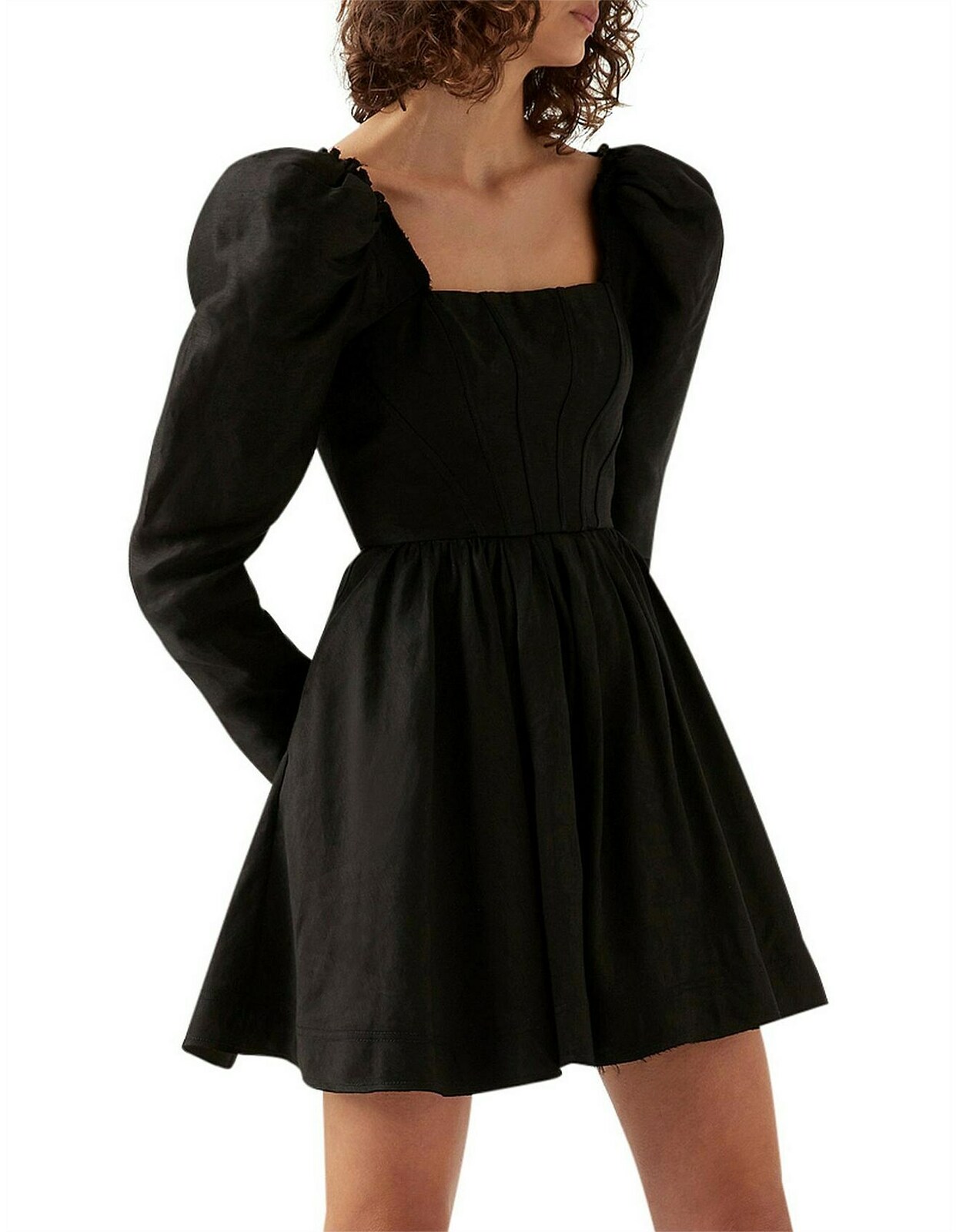fleur corset long sleeve mini dress