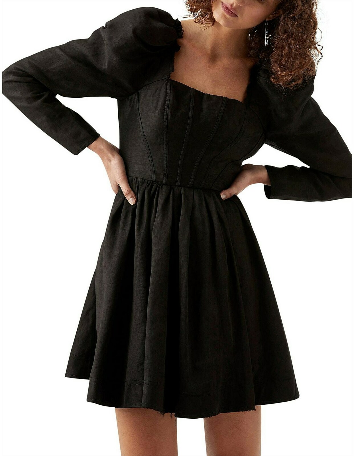 fleur corset long sleeve mini dress