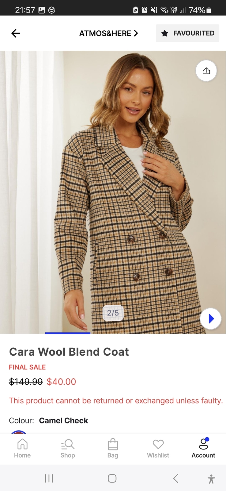 Cara wool blend coat