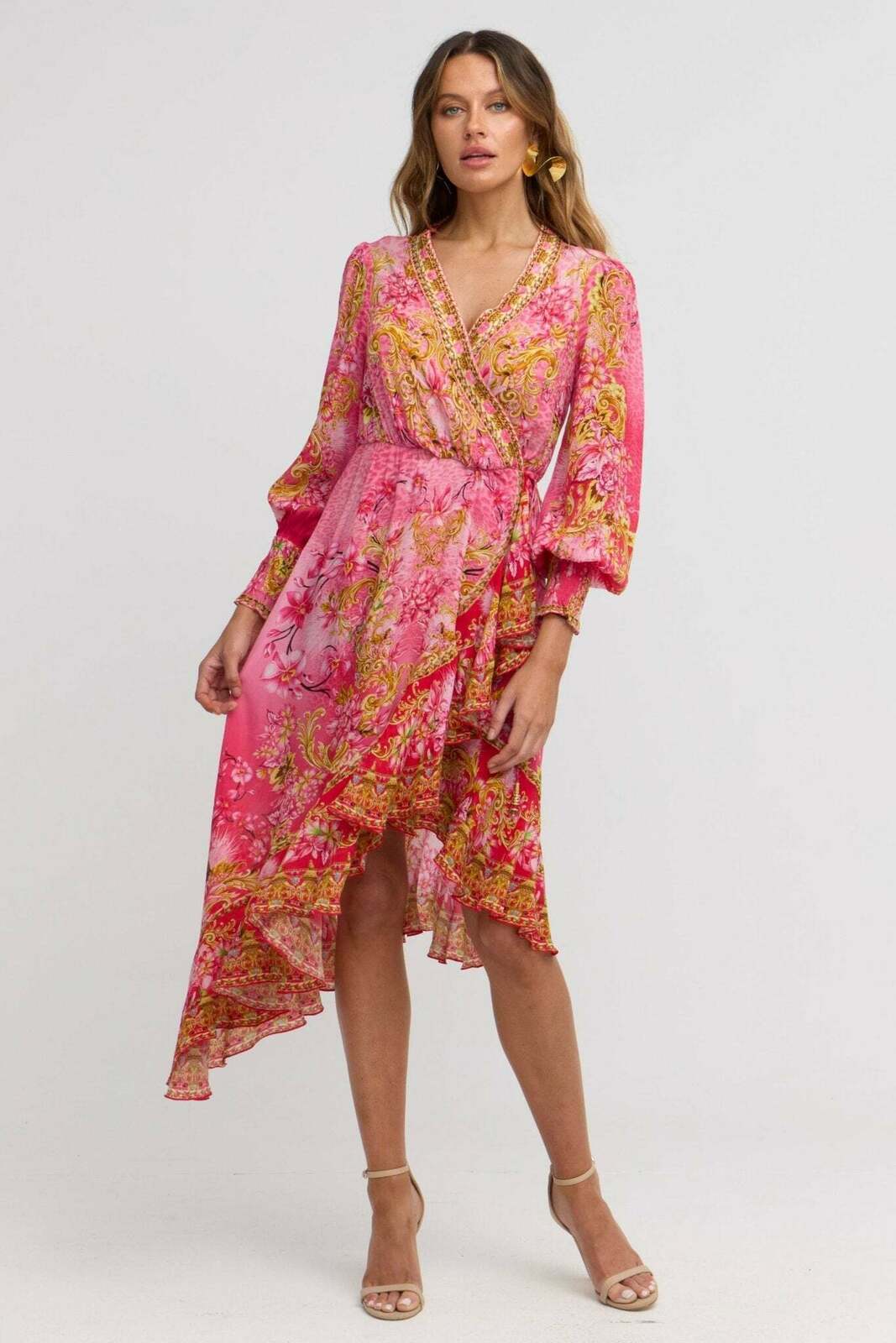Pink Candy Hi Low Wrap Dress