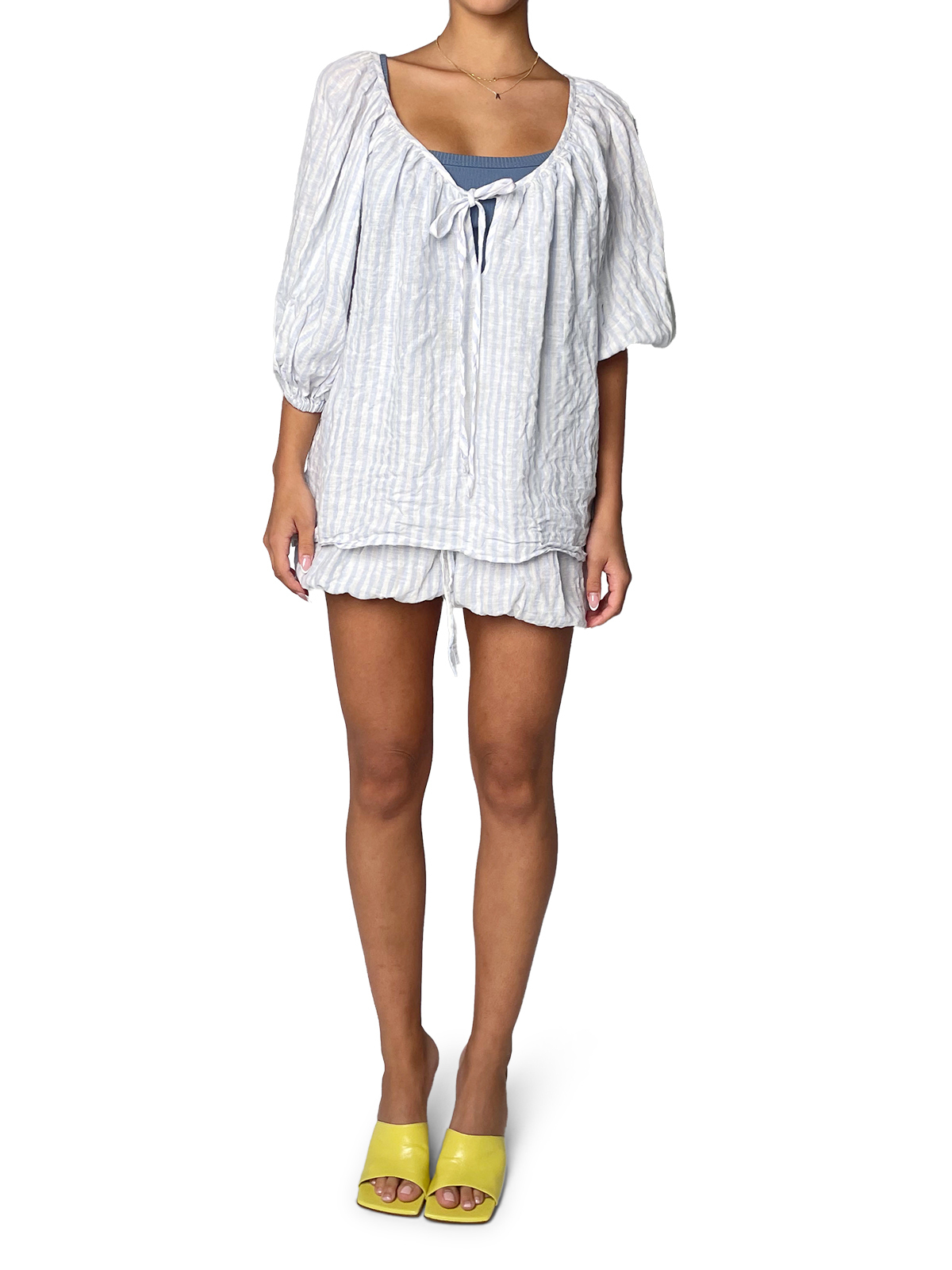 Stripped White and Baby Blue Top