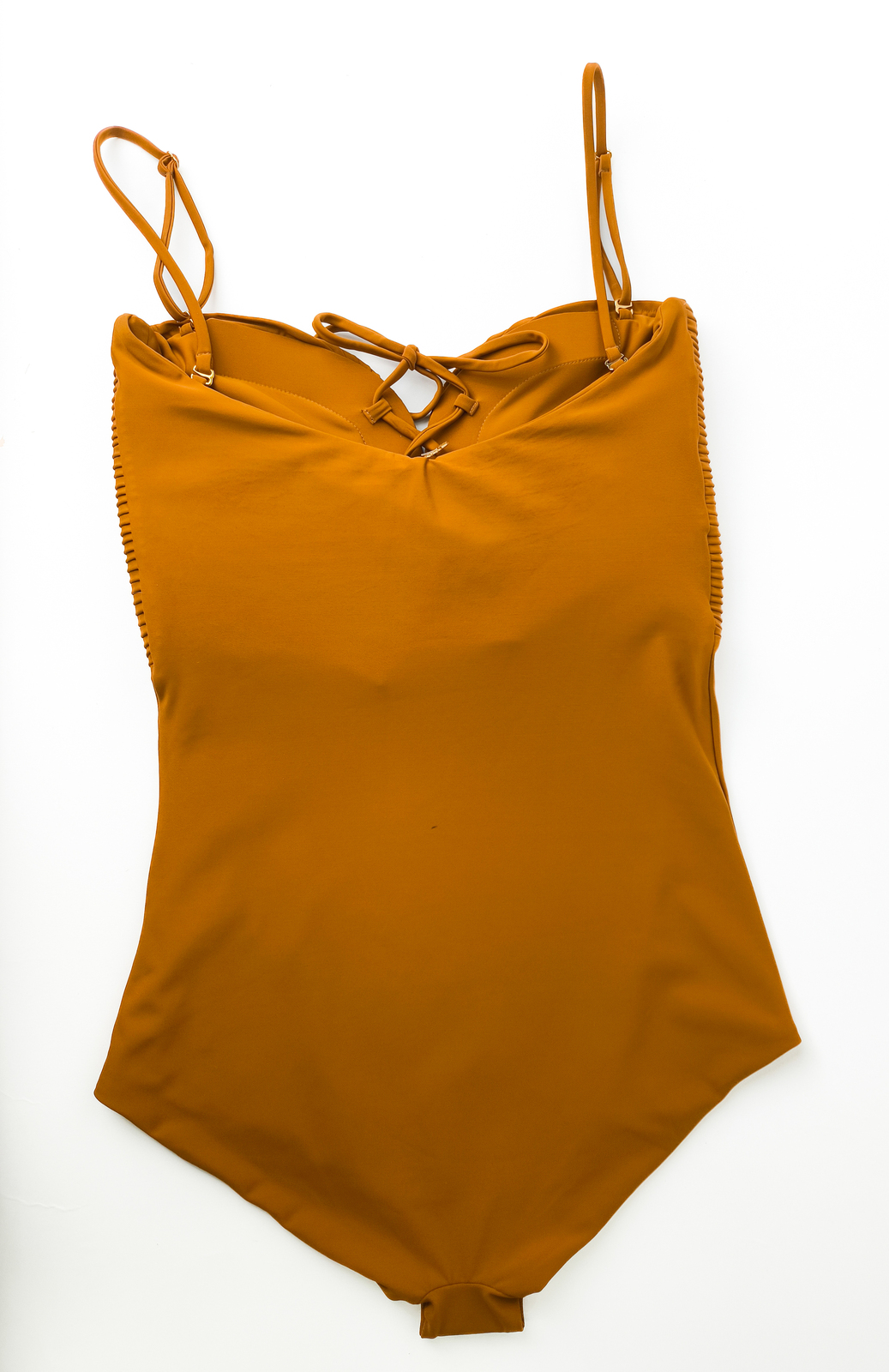 Orange Swimsuit with Pleating