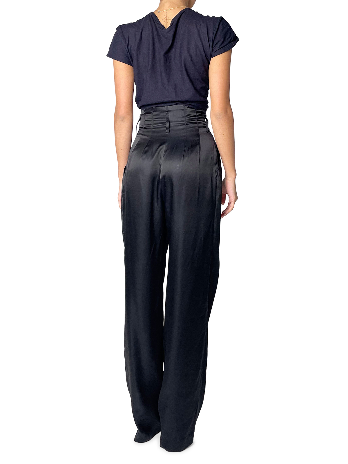 Black Silk Tailored Dress Pants 