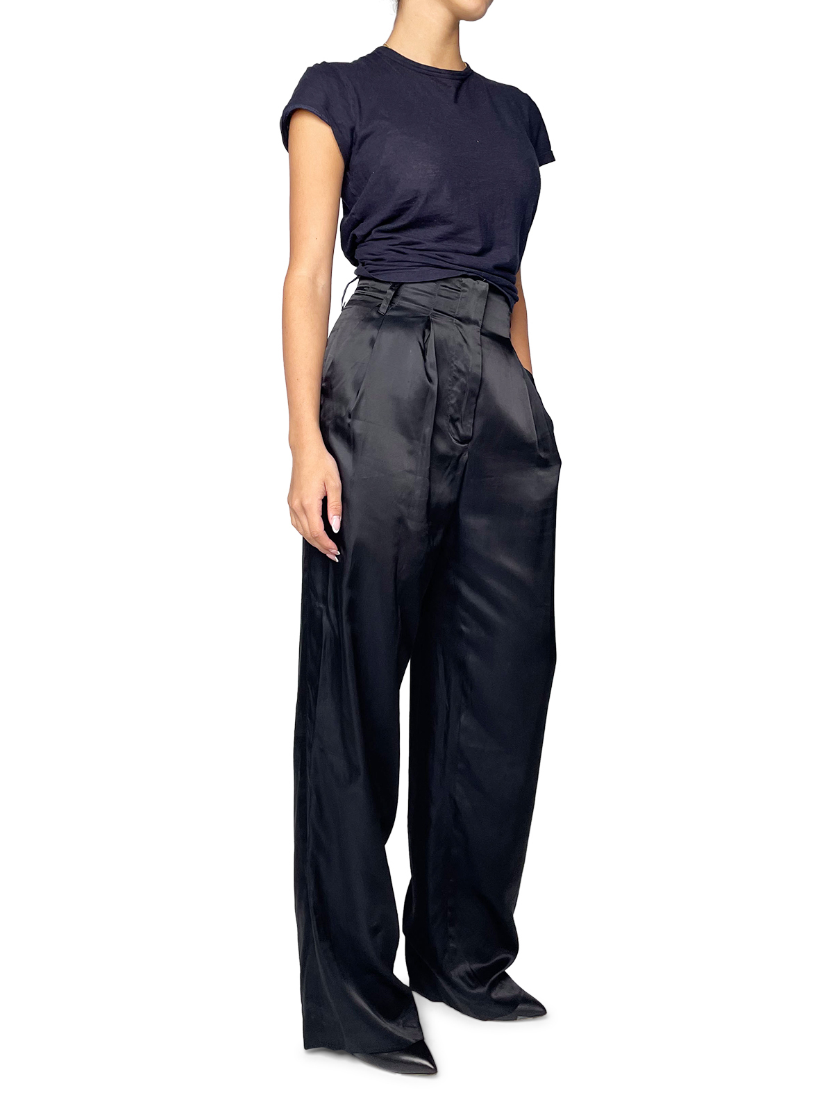 Black Silk Tailored Dress Pants 