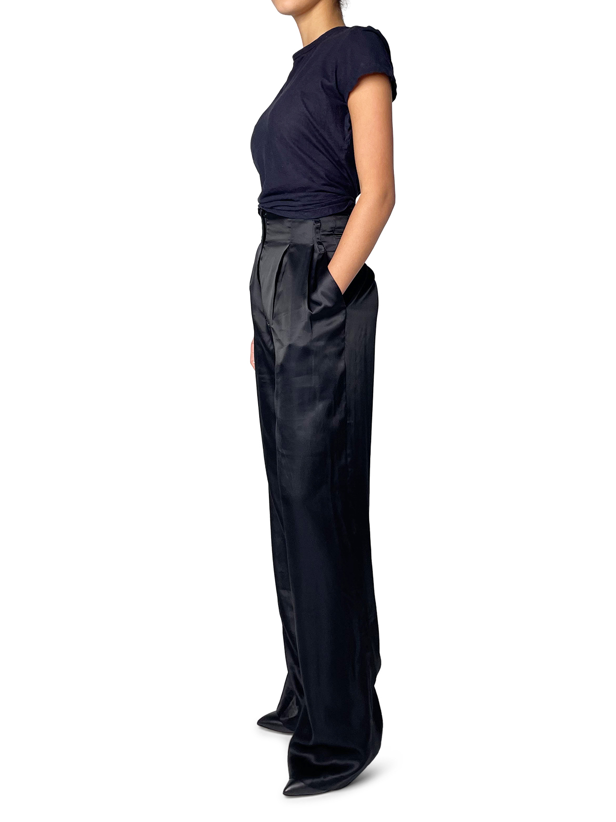 Black Silk Tailored Dress Pants 