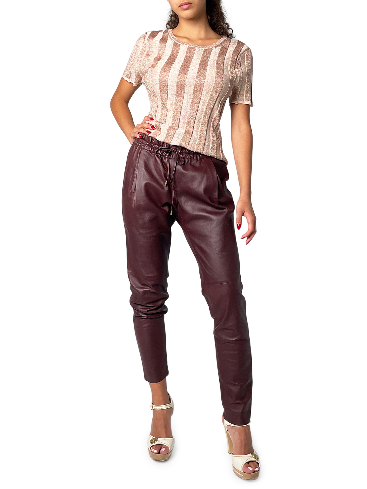 Burgundy Leather Pants 