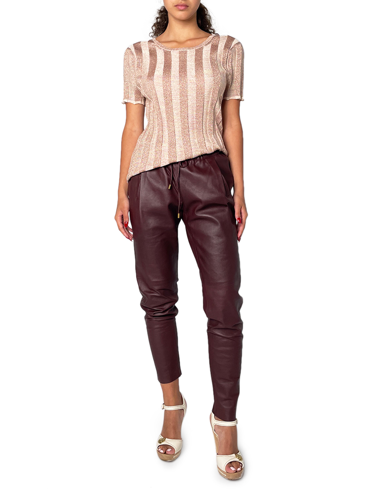 Burgundy Leather Pants 