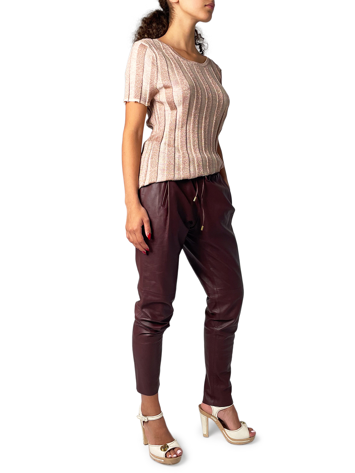 Burgundy Leather Pants 