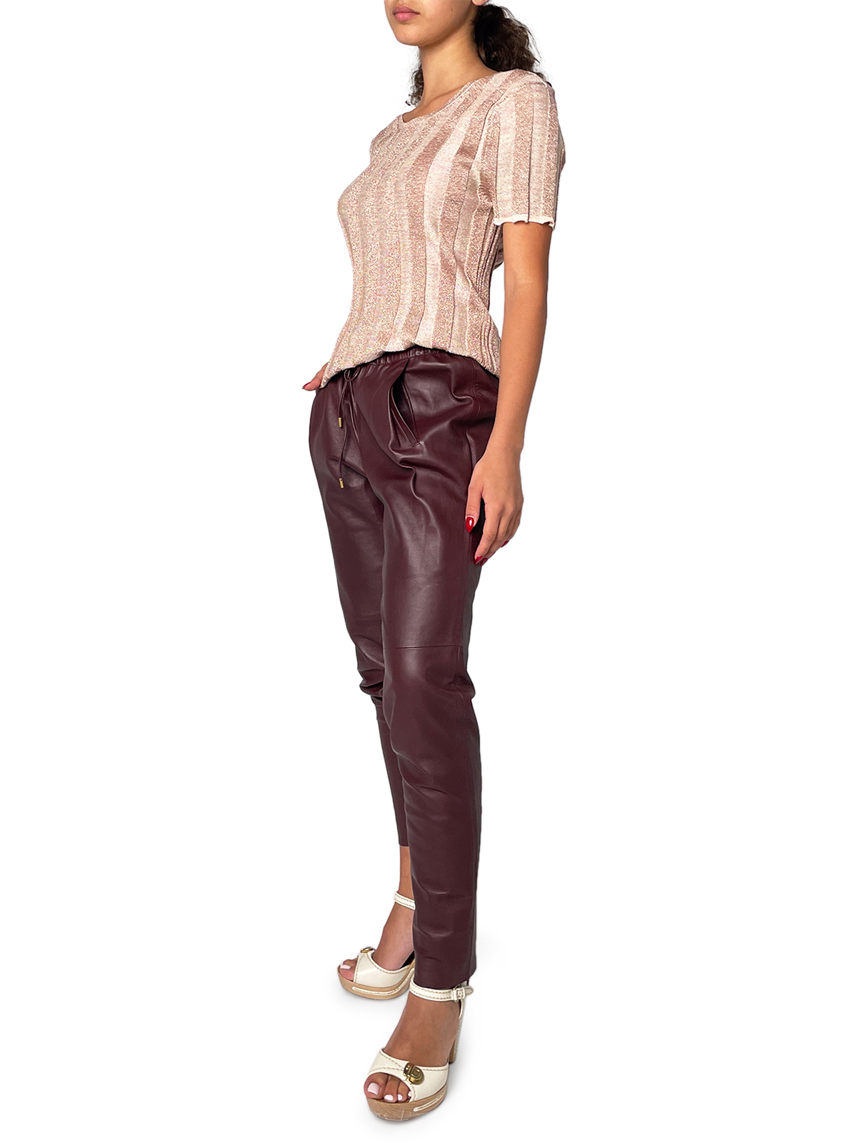 Burgundy Leather Pants 