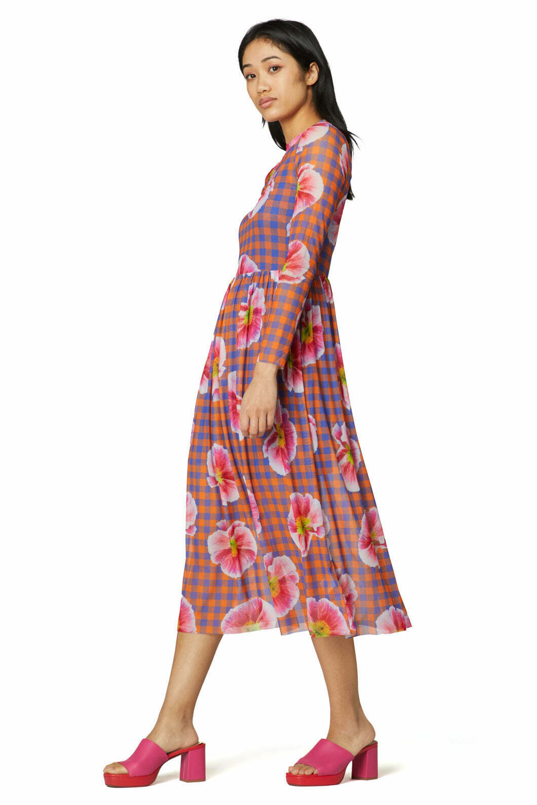 Gingham Poppy Mesh Dress