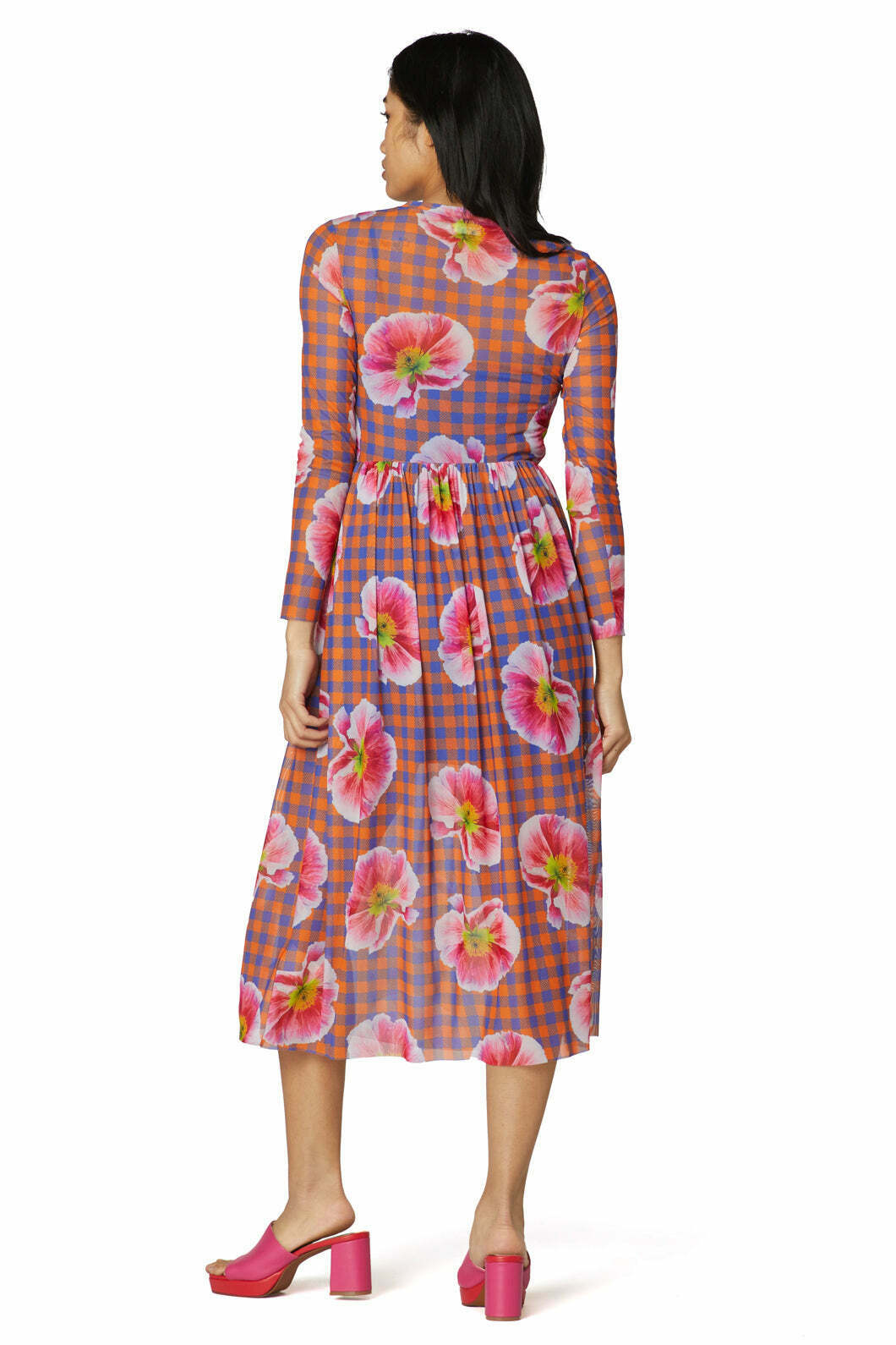 Gingham Poppy Mesh Dress