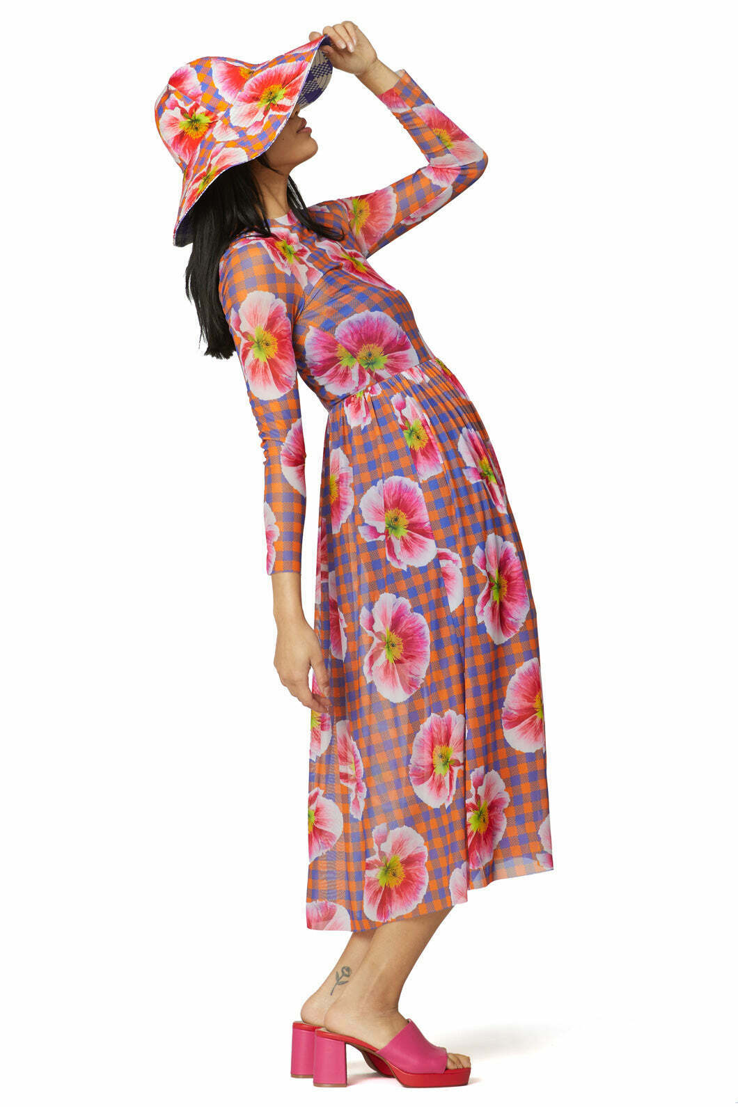 Gingham Poppy Mesh Dress