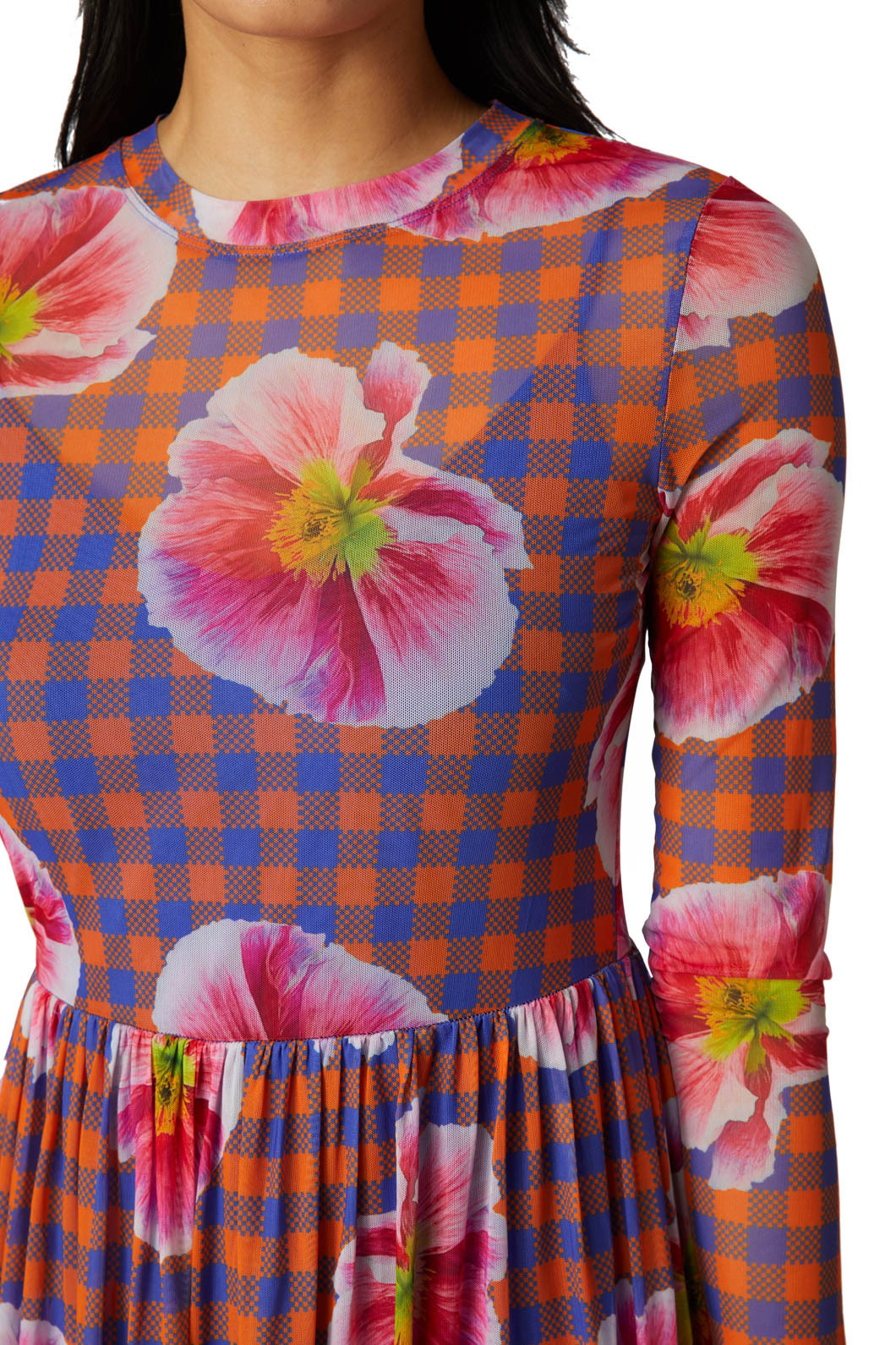 Gingham Poppy Mesh Dress