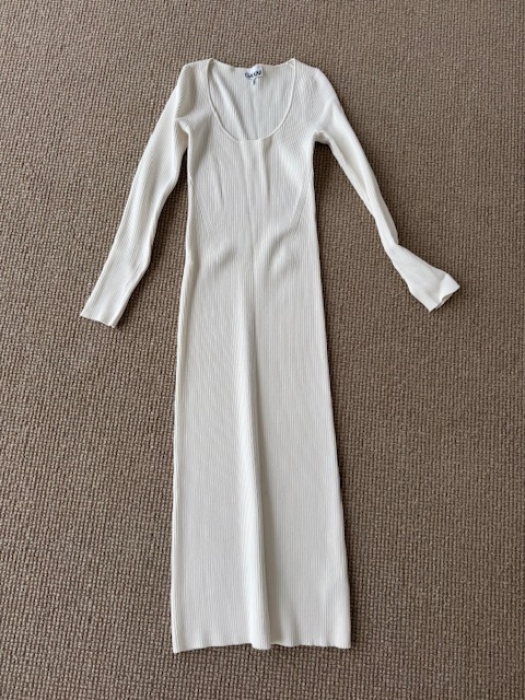 white mid ribbed dress 