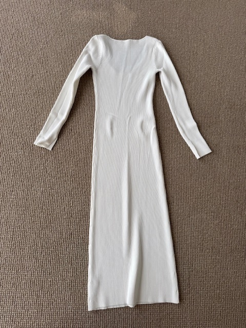 white mid ribbed dress 