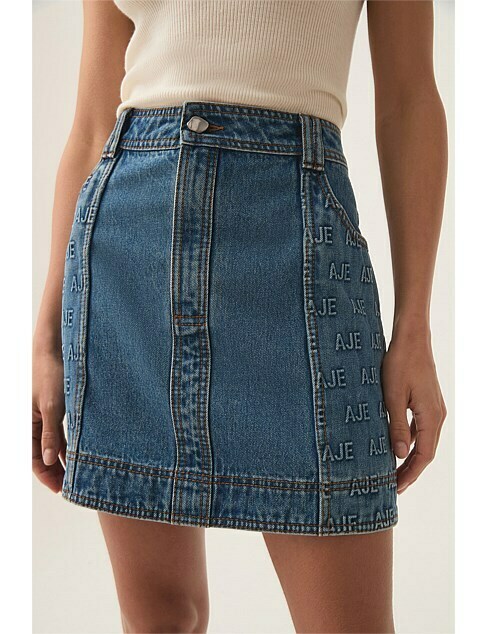 Nika Logo Denim Mini Skirt 8