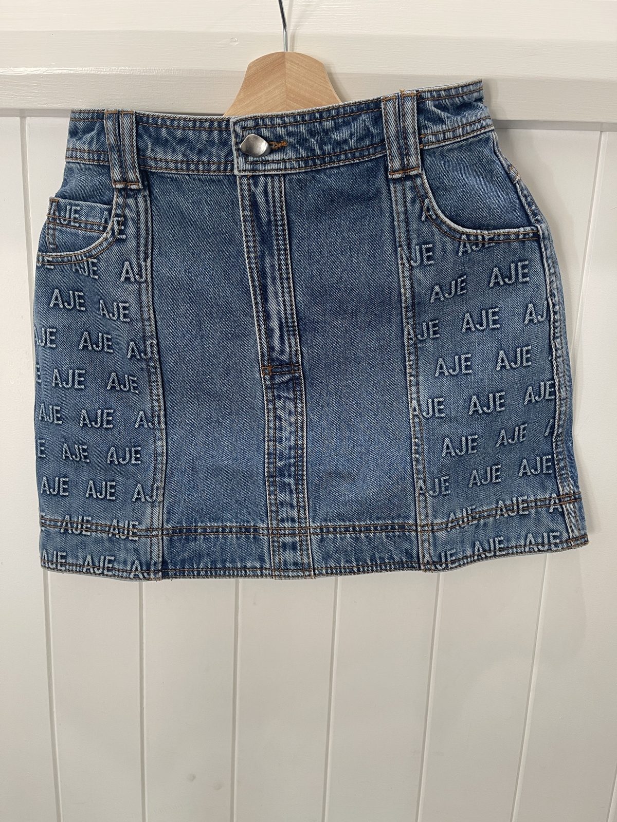 Nika Logo Denim Mini Skirt 8