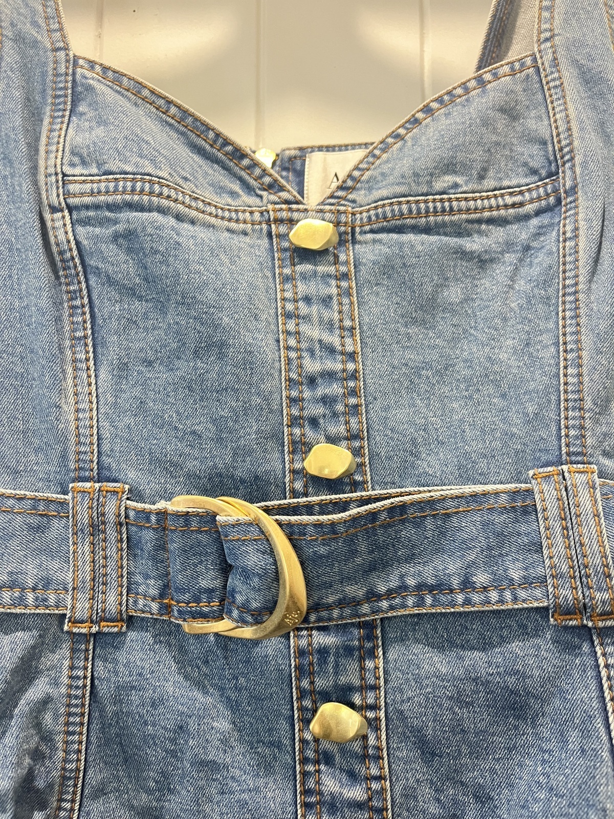 Clay Belted Denim Midi Dress White AU 6