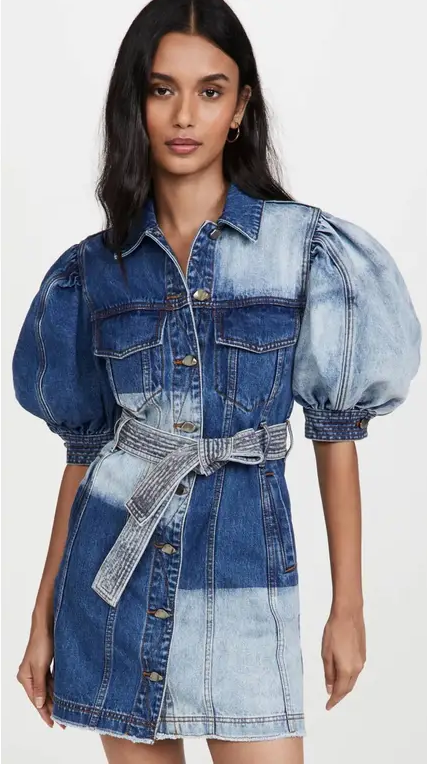 puff sleeved denim mini dress size 8