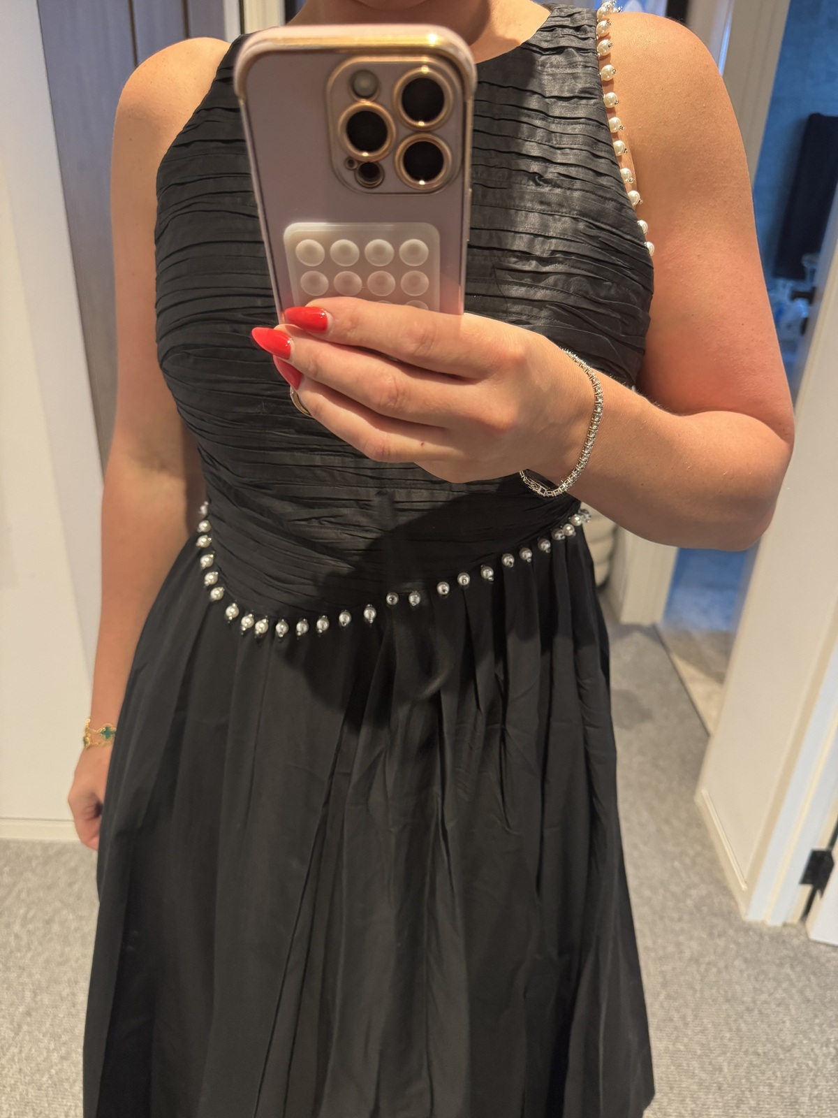 Florence Pearl Trim Midi Dress - size 10