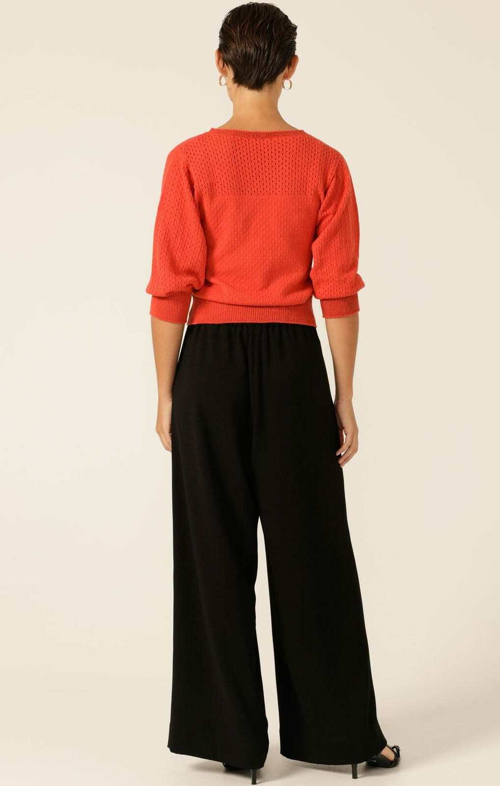 3/4 SLEEVE RIPPLE KNIT TOP IN BURNT ORANGE