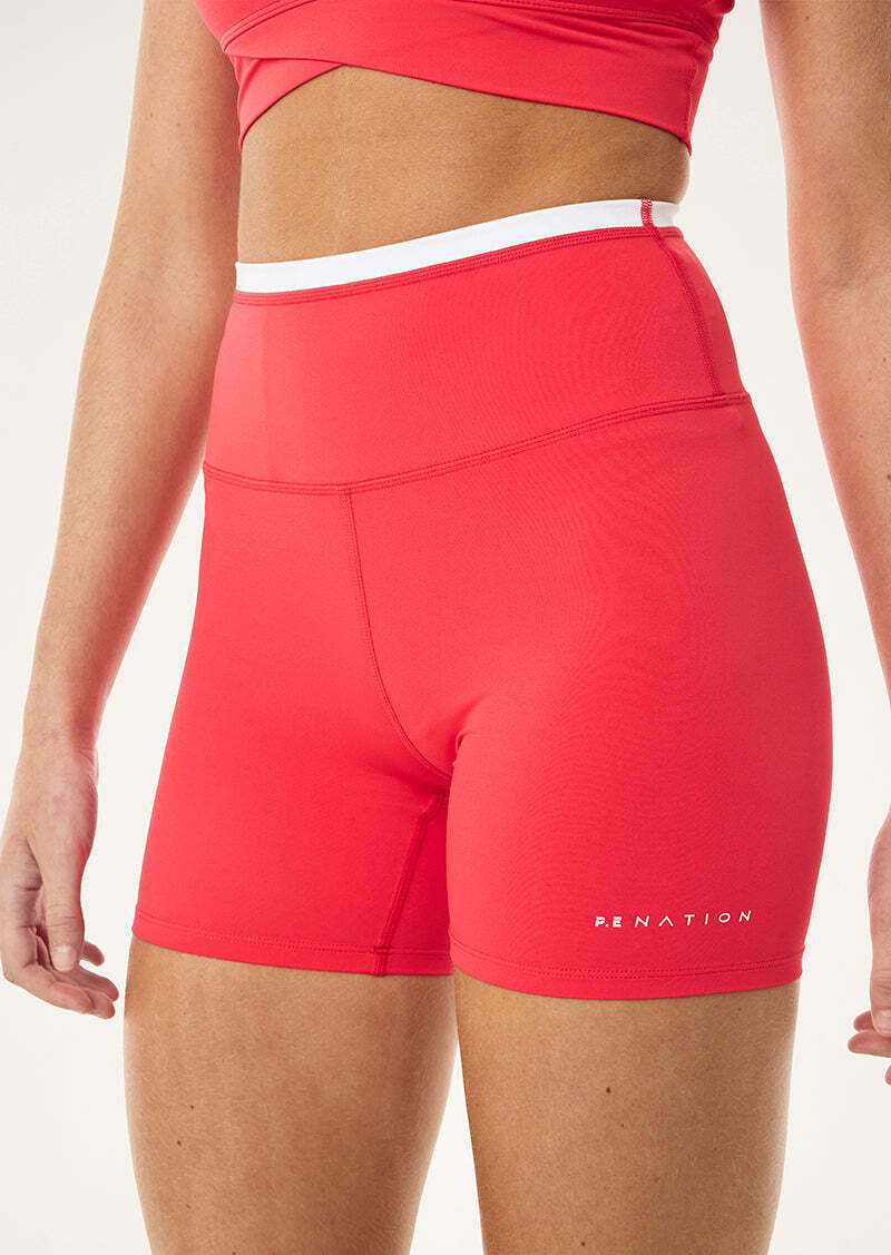 STELLAR 5" BIKE SHORT IN STRAWBERRY & OPTIC WHITE