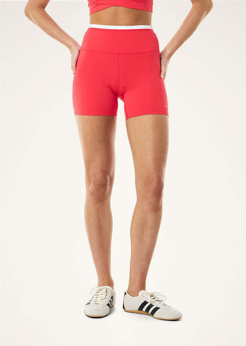 STELLAR 5" BIKE SHORT IN STRAWBERRY & OPTIC WHITE
