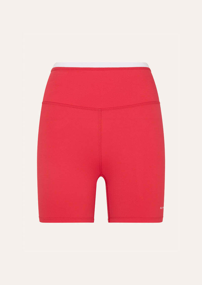 STELLAR 5" BIKE SHORT IN STRAWBERRY & OPTIC WHITE