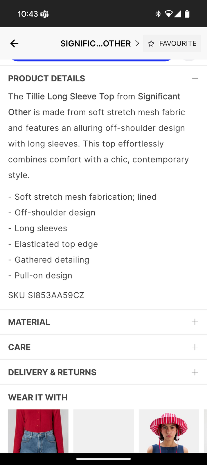 Red off the shoulder top - long sleeve, dressy, mesh 