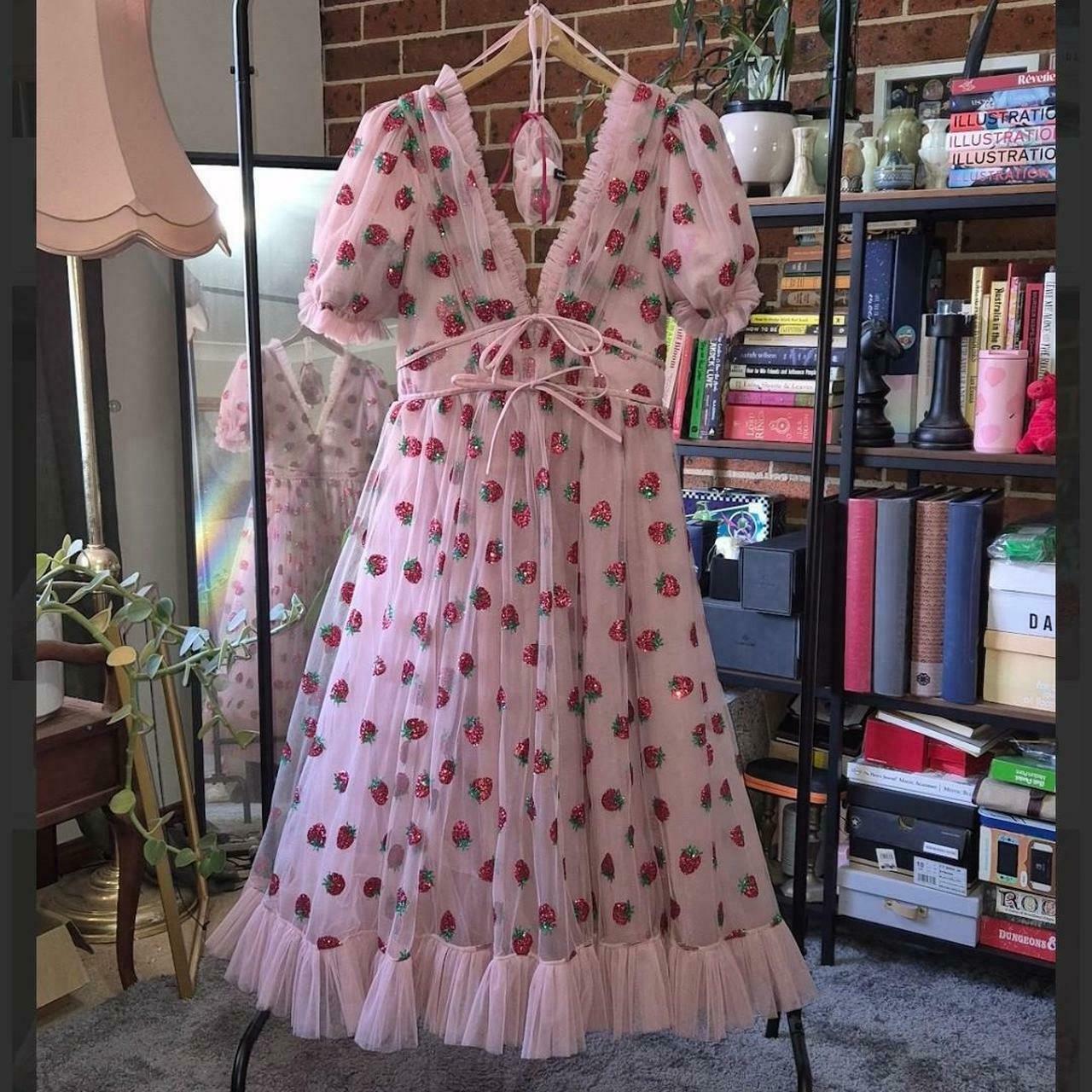Strawberry Midi Dress and matching Face Mask 