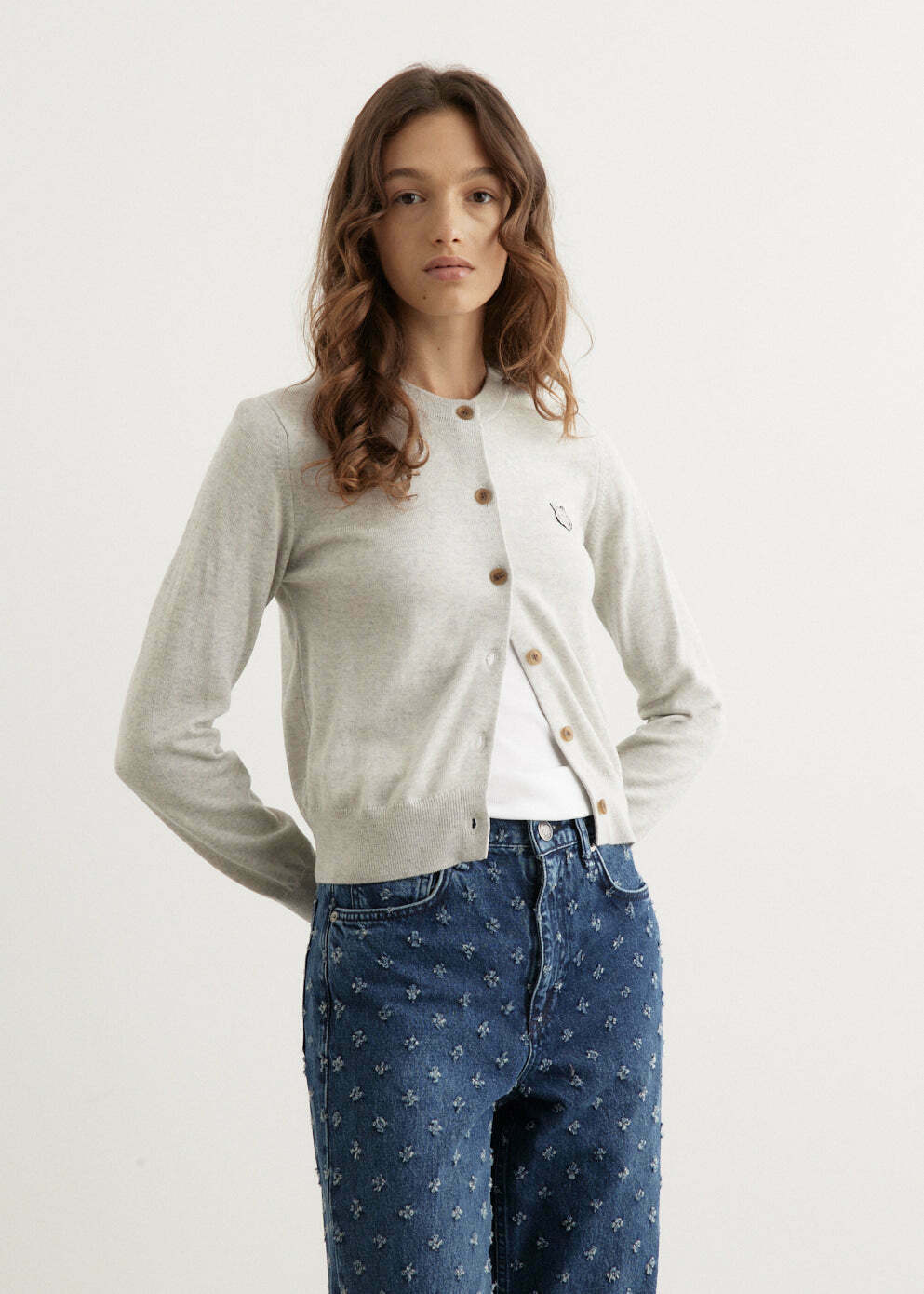 Bold Fox Head Patch Regular Cardigan