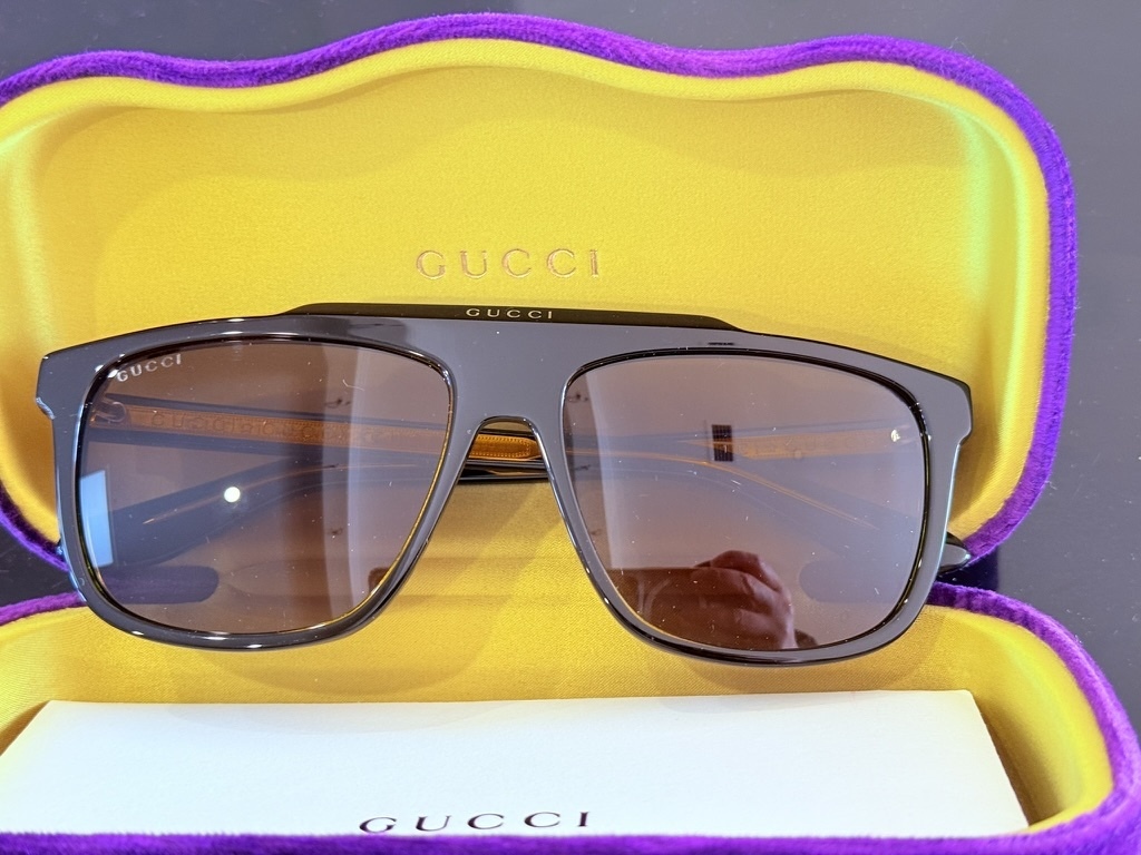  GG1039S 001 Black/Yellow Round 58 mm Men's Sunglasses