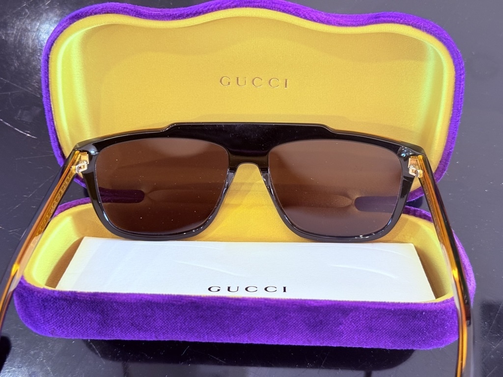  GG1039S 001 Black/Yellow Round 58 mm Men's Sunglasses